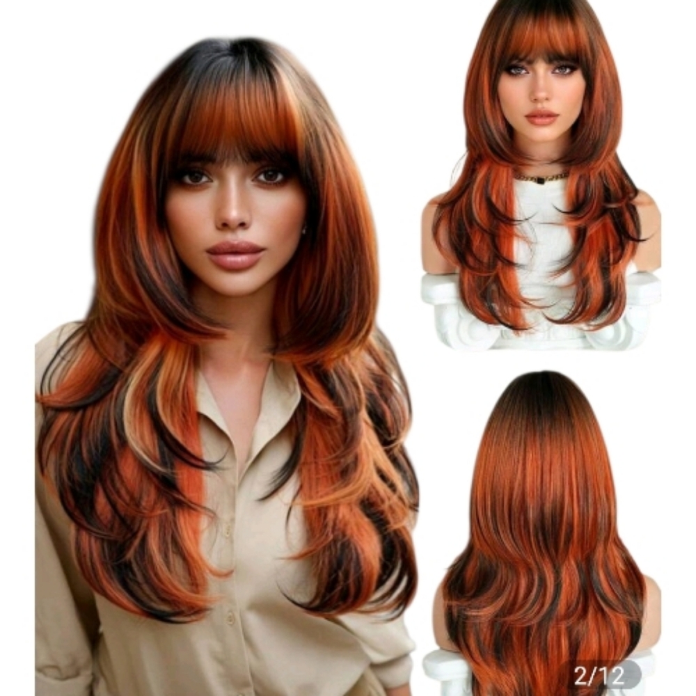 Stylish Orange and Black Women's Wig